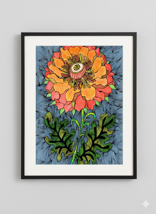 grafiki i ilustracje 33. CHRYZANTEMA - rysunek, plakat.