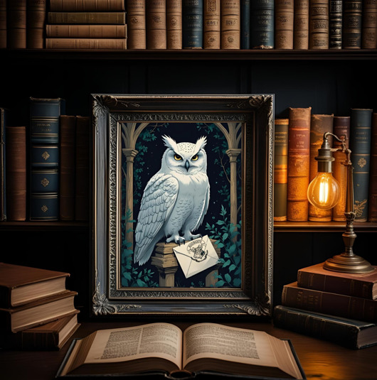 grafiki i ilustracje PLAKAT Hedwiga, list z Hogwartu, dekoracja Harry Potter