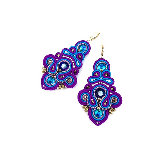 kolczyki soutache Velora kolczyki sutasz błyszczące eleganckie wieczorowe multikolor