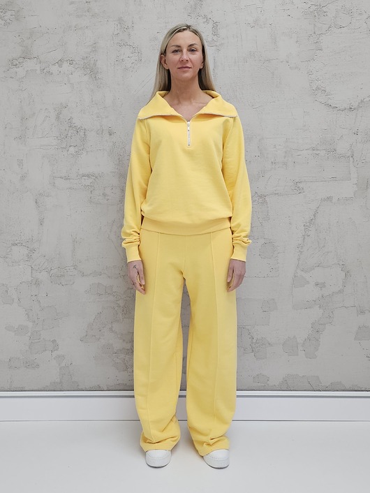 komplety damskie Kissa wygodny komplet z rozpinaną bluzą  Butter Yellow