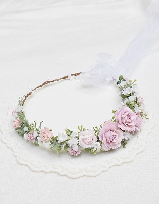 wianki komunijne Wianek komunijny dla dziewczynki zieleń, fiolet , róż