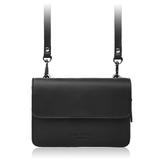 kopertówki Mała torebka damska skórzana kopertówka 2w1 czarna AY-21-BL