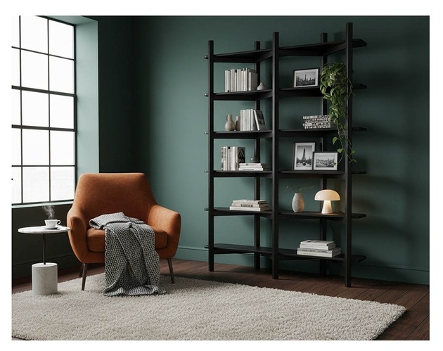 półki Regał do salonu drewniany, regał minimalistyczny, regał na dekoracje