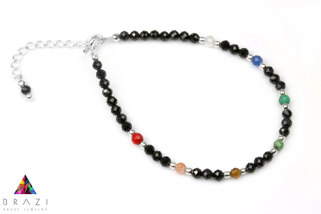 Bransoletka Czakry Turmalin srebro Brazi Druse Jewelry