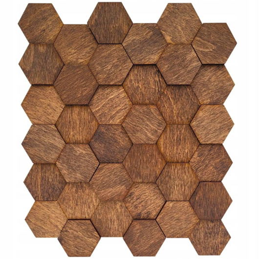 kafle i panele Panel Dekor Mozaika Drewniany Heksagon Palisander Lamele Drewniane Ścienne