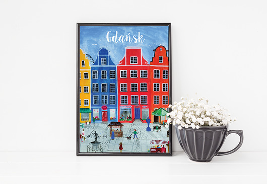 Plakat "Gdańsk - Stare Miasto" format A3 Jakie Słodkie