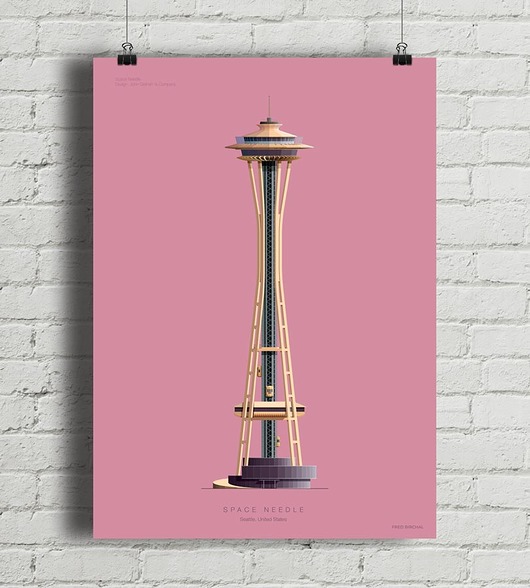 plakaty Space Needle - plakat giclee art