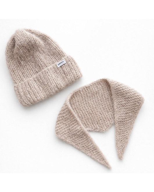 szale damskie Zestaw Kinu czapka  apaszka chusta jedwab alpaka