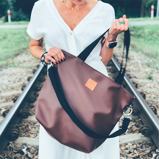 torby na ramię Duża torba shopperka Mili Duo - czekoladowy brąz