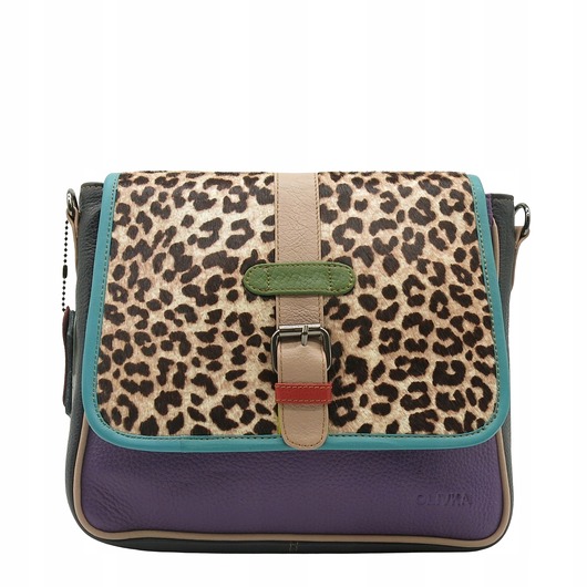 torby na ramię Torebka damska klasyczna na ramię skórzana pojemna klapka wzór OLIVKA