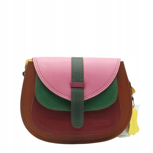 torby na ramię Torebka damska na ramię skórzana pojemna kolorowa ze skrawków eko OLIVKA