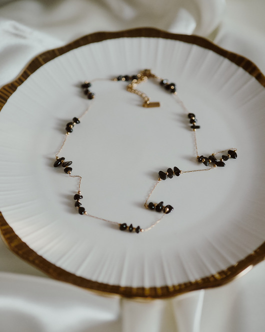 złote naszyjniki Mgiełka z kwarcu dymnego