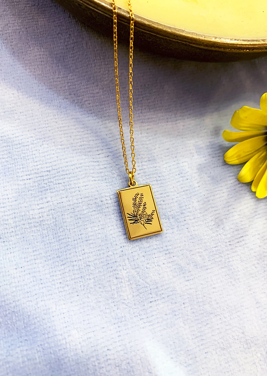 złote naszyjniki Mimoza- Złota mimoza- Mimoza akacja- Naszyjnik