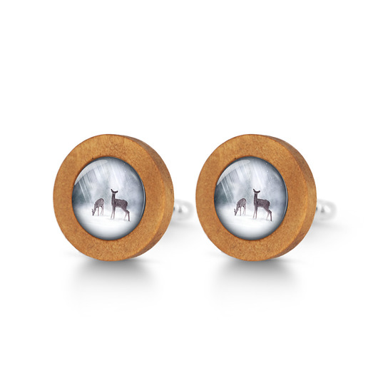 spinki do mankietów Sarenki - drewniane spinki do mankietów