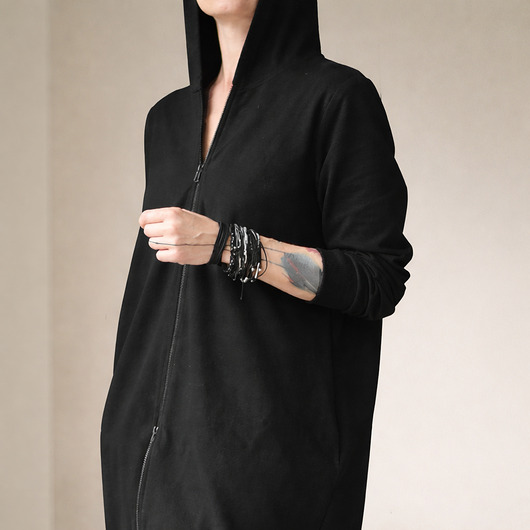 bluza z kapturem damska Kaptur długi rozpinany czarny