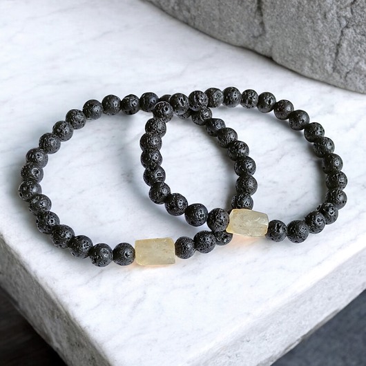 bransoletki z kamieni naturalnych Komplet dla pary :  CYTRYN & LAWA : na gumce