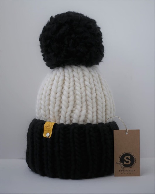 czapki damskie WOOLY POM POM wełniana czapka z dużym pomponem
