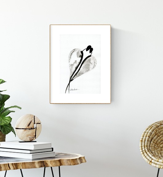 grafika A4 malowana ręcznie, minimalizm, Krystyna Siwek Art