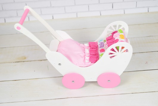 Wózek dla lalek Drewniany Pościel EKO LalaShop