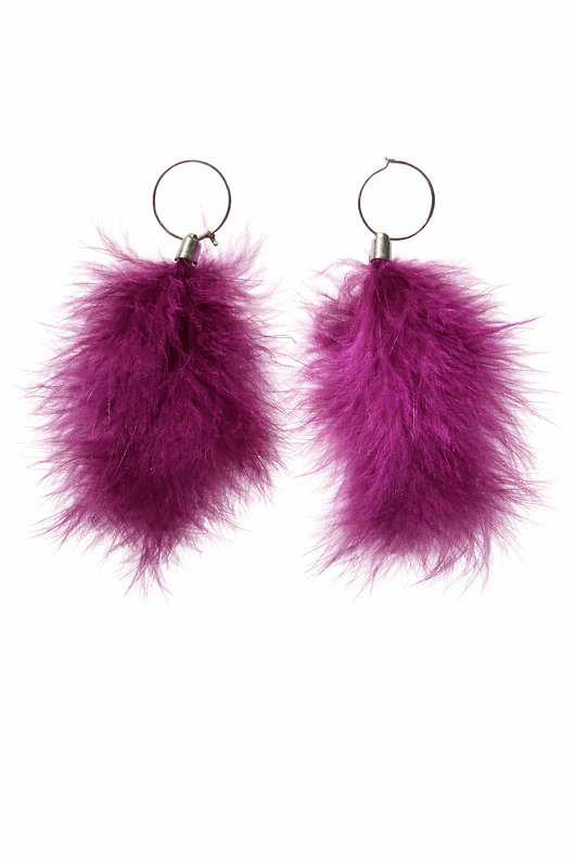 kolczyki z piórami Kolczyki z piór magenta