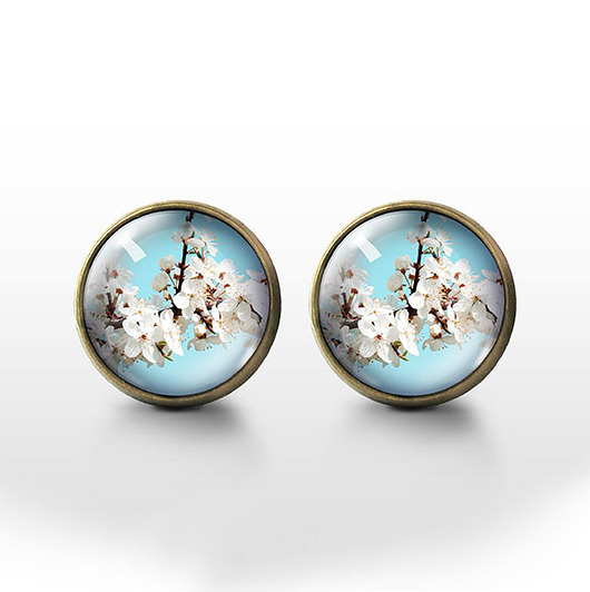 kolczyki szklane Kolczyki - Kwitnące kwiaty - brąz