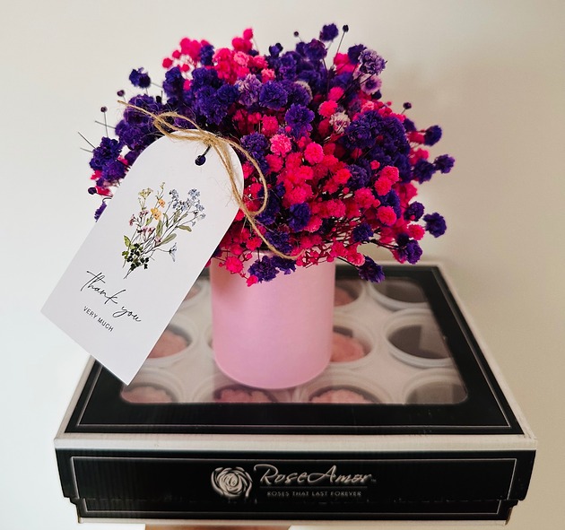 kwietniki Flowerbox gipsówka mix fiolet róż