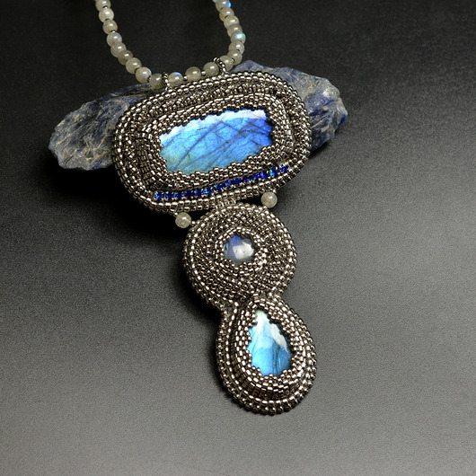 naszyjniki - inne Vivino, naszyjnik z labradorytami, beading