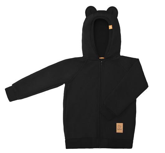 bluzy dla niemowlaka Bluza z uszami misia - czarna