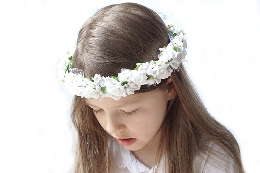 Wianek komunijny  FILIPOLA białe kwiaty FILIPOLA