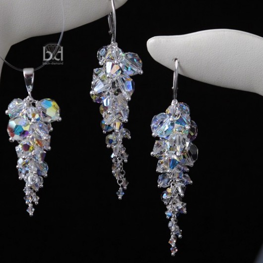 Komplet grona kryształ Swarovski Black Diamond