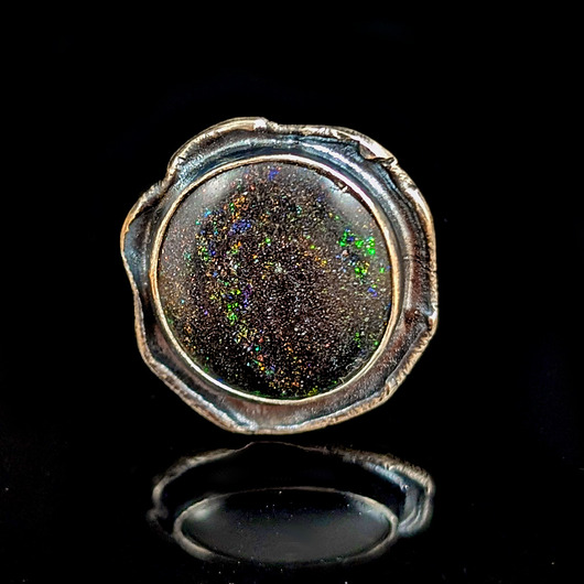 pierścionki srebrne Pierścionek migotliwa planeta- black matrix opal