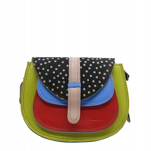 torby na ramię Torebka damska na ramię skórzana pojemna kolorowa ze skrawków eko OLIVKA