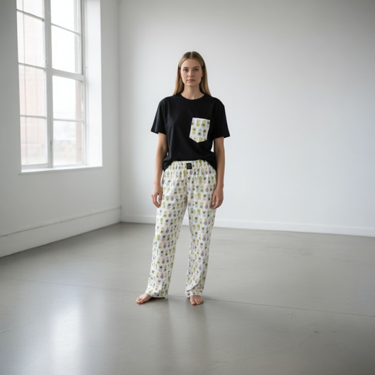 piżamy damskie Piżama Unisex bawełniana w ananasy