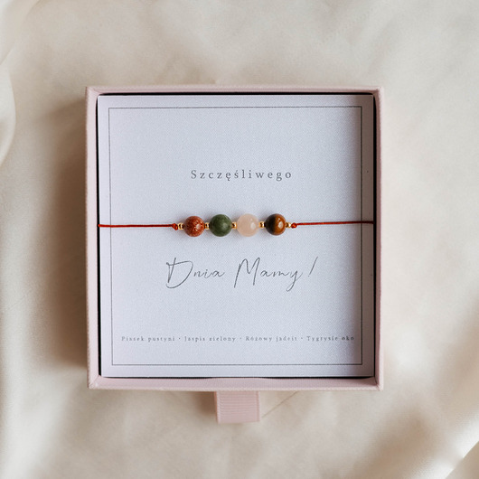 bransoletki na sznurku Bransoletka z kamieni naturalnych na Dzień Mamy, prezent dla mamy