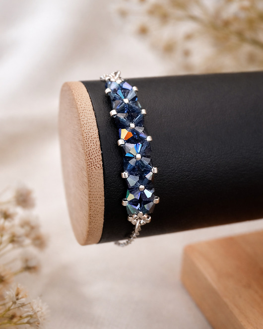 bransoletki ze szkła Crystal Square Montana - Delikatna bransoletka z kryształów Preciosa