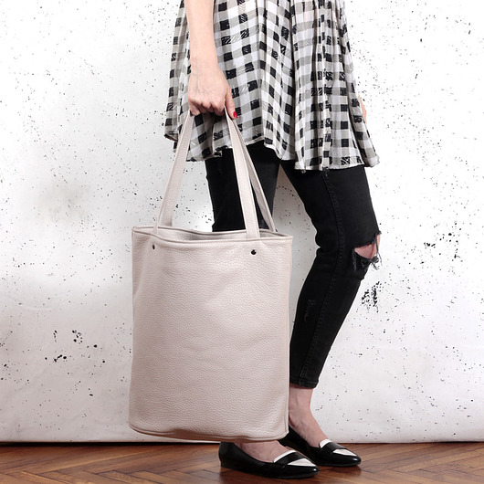 Shopper XL beżowa textura na zamek hairoo
