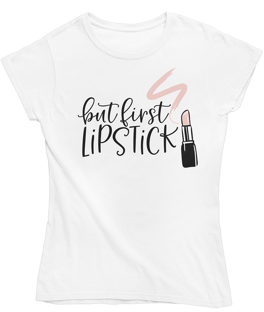 t-shirt damskie koszulka makijaż szminka napis