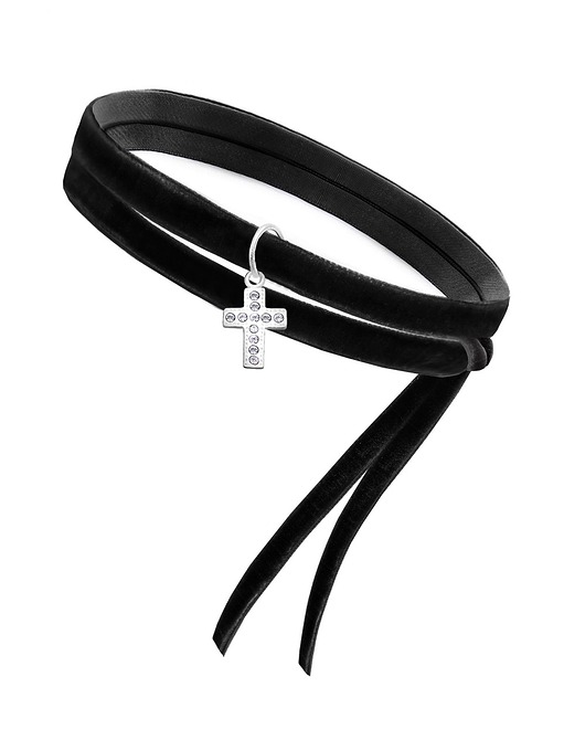 BRANSOLETKA AKSAMITNA Z KRZYŻYKIEm Coccola JEWELLERY