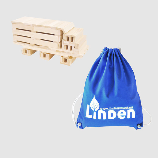 klocki i zabawki drewniane Konstrukcyjne klocki Linden 200 szt. w eko worku