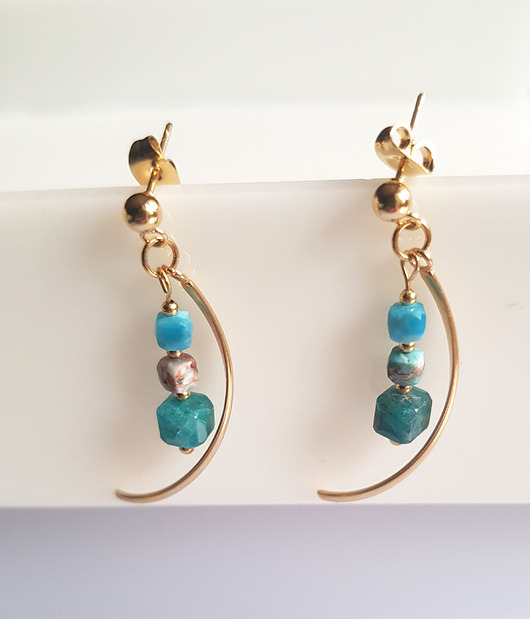 kolczyki z kamieniami Kolczyki pozłacane z apatytem