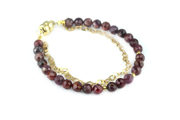 Bransoletka Rubin z Łańcuszkiem złoto Brazi Druse Jewelry