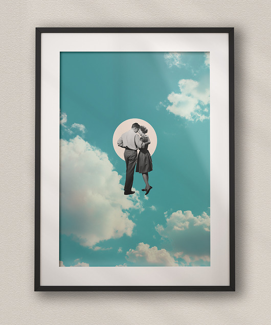 plakaty Plakat Zakochana para - Kolaż Fine Art - Dekoracja Ścienna Do Salonu