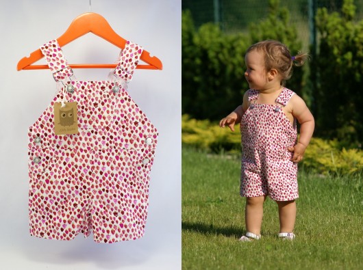 Ogrodniczki POZIOMKI! 3 rozmiary! SALE! przecena Little Sophie
