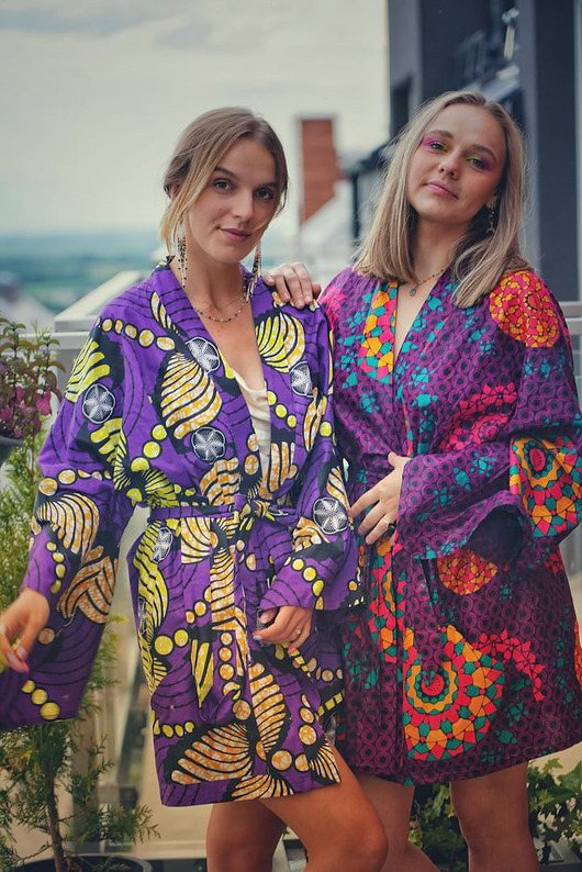 sukienki mini damskie Piękne fioletowe kimono Night Sky