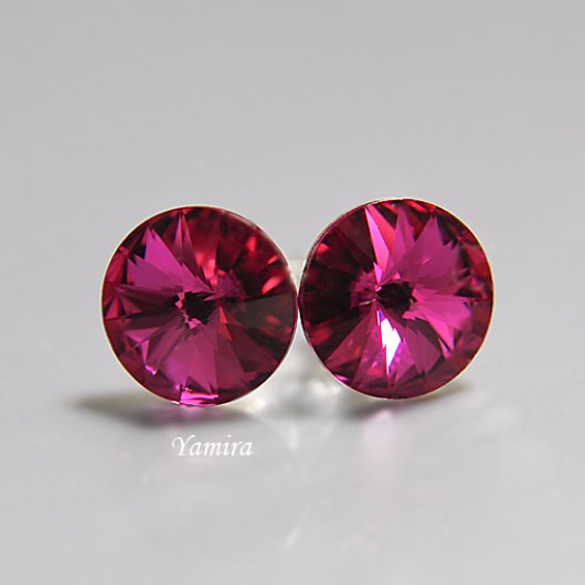 kryształ Swarovski Rivoli Fuchsia 8mm sztyfty yamira