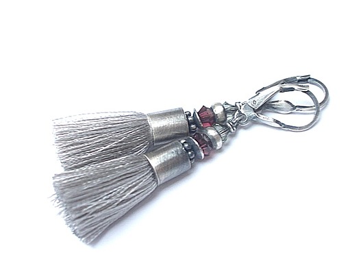 kolczyki wire wrapping Grey  /boho/  -  kolczyki 