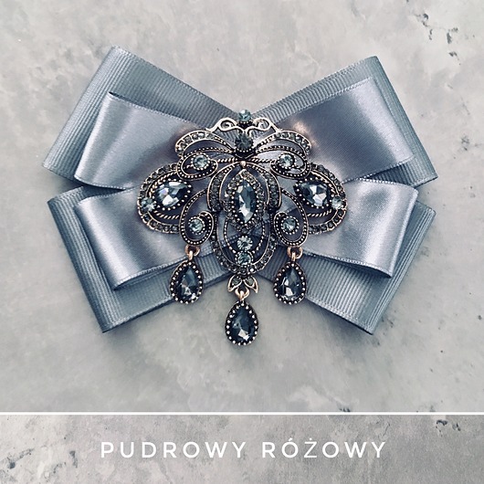 Brosza z Ogromnym koronkowym kamieniem Glamour Pudrowy Różowy