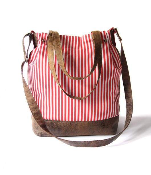 torebka h35 - stripes red white&chocolate - elfagado