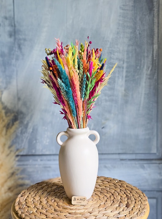dodatki - różne Kolorowy bukiet z suszonych kwiatów, traw i zbóż