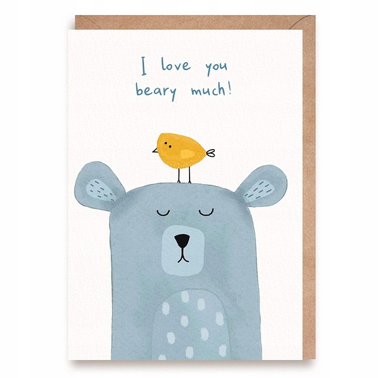 kartki okolicznościowe - wydruki Kartka walentynkowa/miłosna z misiem - "Love You Beary-Much"